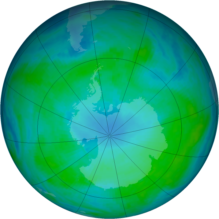 Antarctic ozone map for 24 January 1991